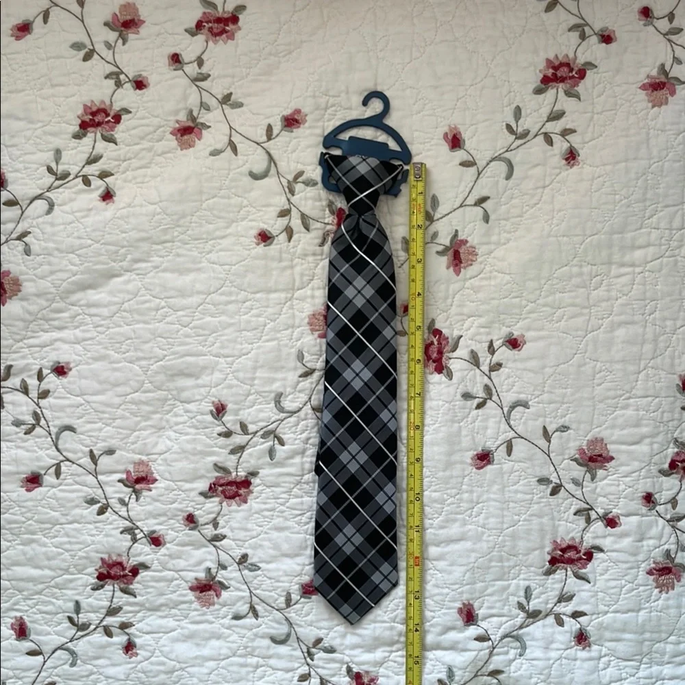 Chaps Black and Gray Plaid Necktie